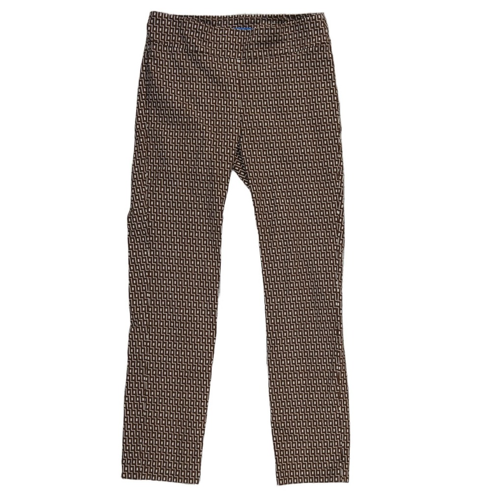J.McLaughlin Pants Women's Size 8 Brown Geometric Link Slim Stretch Pull On